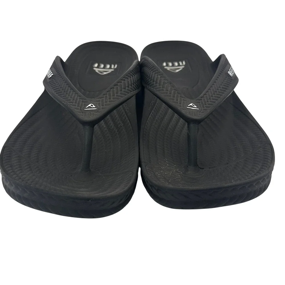 Reef One Womens 10 Black Flip Flop Sandals Sugarcane EVA Anatomic Contouring